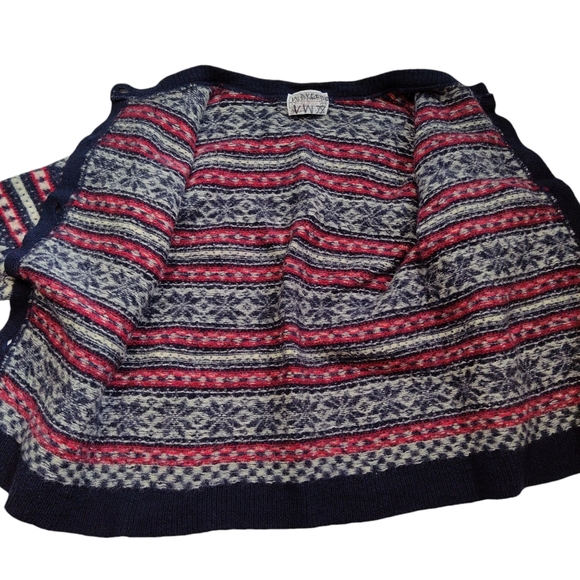 Pendleton Fair Isle Snowflake Virgin Wool Cardigan USA Made‎ Shrunken Sweater ** - Picture 7 of 12